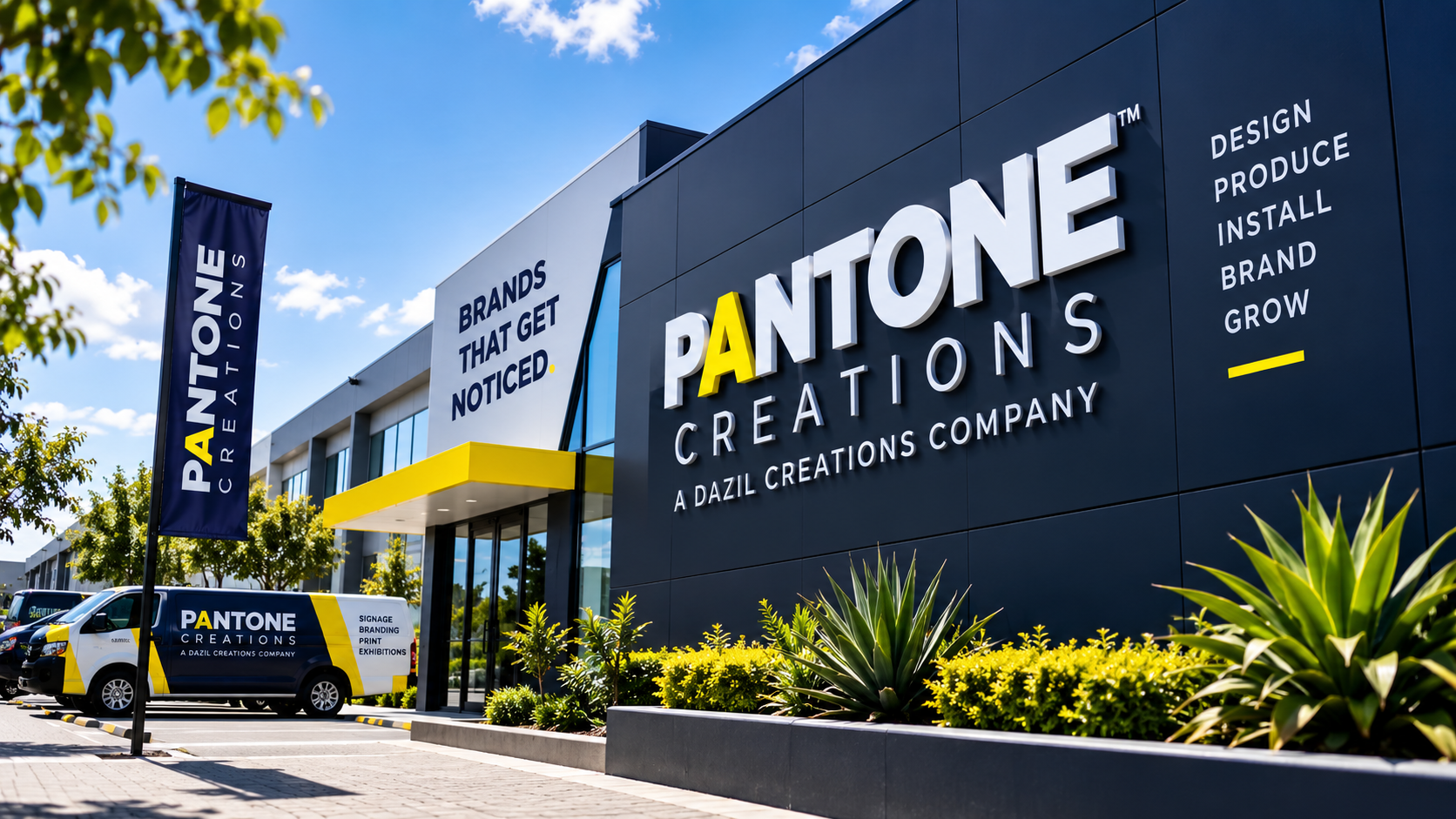Pantone Creations signage and branding